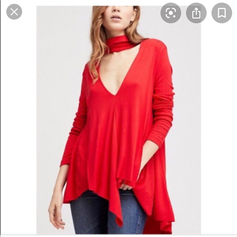 Free People Uptown Choker Neck Knit Tunic Top